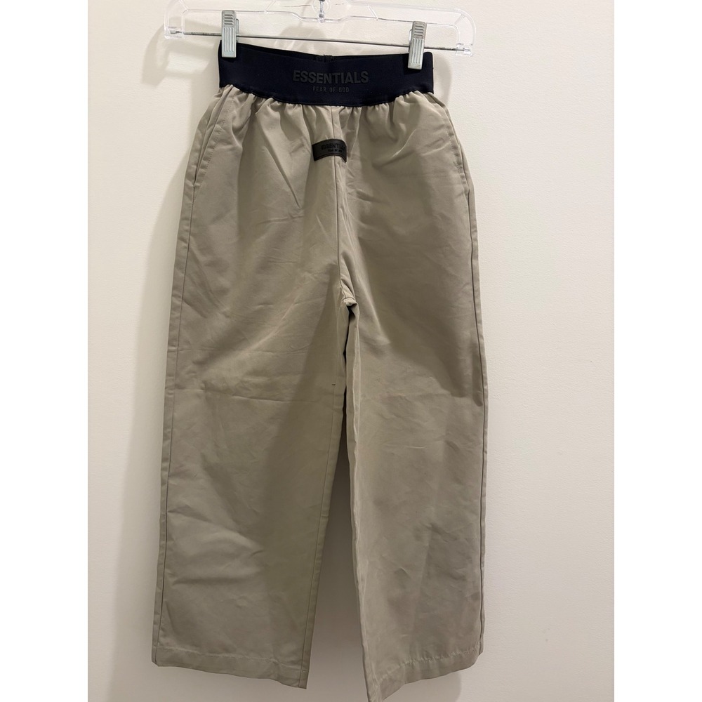Fear of God Essentials Kids Relaxed Trouser Seafoam Tan Pants Size 8 NEW